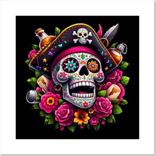 Sugar Skull Art - Swashbuckling Pirate Skull Posters and Art